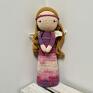 fioletowe stróż lalka maskotka szydełkowy anioł kolorowy handmade