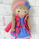 Malowana lala Julia - ręcznie malowana przytulanka 40 cm