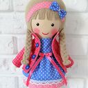 Malowana lala Julia - ręcznie malowana przytulanka 40 cm