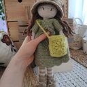 Szydełkowa lalka zielona dla dziewczynki (ok. 30 cm) - handmade