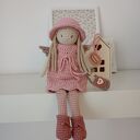 Szydełkowy aniołek jasnoróżowy - dekoracja handmade dla dziewczynki