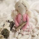 Ekologiczna lalka szyta dla dziewczynki - szmacianka z lnu, bawełny i wełny (ok. 38 cm)