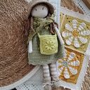 Szydełkowa lalka zielona dla dziewczynki (ok. 30 cm) - handmade