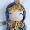 Lalka leśny skrzat Chaberek lniana przytulanka handmade 24 cm