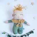 Lalka leśny skrzat Chaberek lniana przytulanka handmade 24 cm
