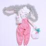 Lalka Króliczka z maleństwem - Ręczne wykonanie królik