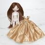 złote lalki księżniczka w złotej sukni balowej szmaciana