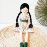 Szmaciana bawełniana w kwiecistej sukience - laleczka miękka lalka handmade