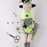 zielone lalki misiu siostra szi - zabawka handmade owieczka