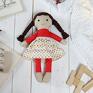 ręcznie szyta lala lalki dla dziewczynki czerwona w kropki zabawka dla dziecka