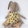 lalki: Zając w żółtej sukience w sówki zajączek królik