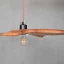 Lampa wisząca rzeźbiona z drewna, żyrandol (klosz) z orzecha włoskiego