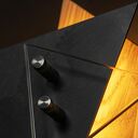 Geometryczna lampa ścienna TRIADA z dębu, stali i szkła (LED 12V)