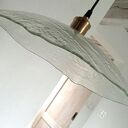 Szklana lampa wisząca z kloszem fusingowym - unikat 40 cm