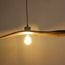 Lampa wisząca rzeźbiona z drewna, żyrandol (klosz) z orzecha włoskiego