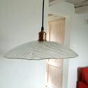 Szklana lampa wisząca z kloszem fusingowym - unikat 40 cm