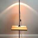 Lampa podłogowa hand made Loft - drewno, metal i klosz z recyclingu