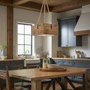Drewniana LAMPA Na LINIE - sufitowa wisząca nad stół nad wyspę do salonu biura sypialni