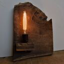Lampa ścienna z plastra drewna akacji w stylu loft-japandi wabi-sabi