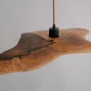 Lampa wisząca rzeźbiona z drewna, żyrandol (klosz) z orzecha