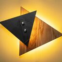 Geometryczna lampa ścienna TRIADA z dębu, stali i szkła (LED 12V)
