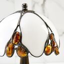 Lampa nocna z bursztynem bałtyckim 35 g Spoleto - styl Tiffany z mosiężną podstawą