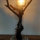 Lampa z gałęzi i kamienia - naturalne światło z kloszem z juty (E27)