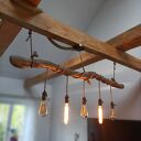 Drewniana lampa wisząca Jaro Blue0 - loft rustykalna z juty i drewna