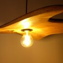 Lampa wisząca rzeźbiona z drewna, żyrandol (klosz) z orzecha włoskiego