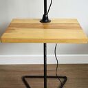 Lampa podłogowa hand made Loft - drewno, metal i klosz z recyclingu
