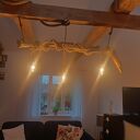 Drewniana lampa wisząca Jaro Blue0 z drewna z morza
