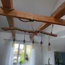 Drewniana lampa wisząca Jaro Blue0 - loft rustykalna z juty i drewna