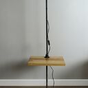 Lampa podłogowa hand made Loft - drewno, metal i klosz z recyclingu