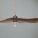 Lampa wisząca rzeźbiona z drewna, żyrandol (klosz) z orzecha włoskiego