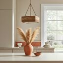 Drewniana LAMPA Na LINIE - sufitowa wisząca nad stół nad wyspę do salonu biura sypialni