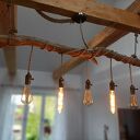 Drewniana lampa wisząca Jaro Blue0 - loft rustykalna z juty i drewna