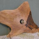 Lampa wisząca rzeźbiona z drewna, żyrandol (klosz) z orzecha włoskiego