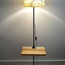 Lampa podłogowa hand made Loft - drewno, metal i klosz z recyclingu