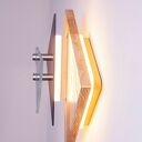 Geometryczna lampa ścienna TRIADA z dębu, stali i szkła (LED 12V)