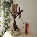 Lampa z gałęzi i kamienia - naturalne światło, ręczna robota
