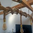 Drewniana lampa wisząca Jaro Blue0 z drewna z morza