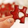 czerwone ceramiczny puzzle - dopasuj swój:) na magnes na prezent