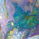 Wir Kolorów - magnes na lodówkę handmade z acrylic pouring