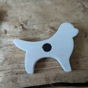 Drewniane magnesy na lodówkę Pieski - zestaw 2 szt. białe, handmade