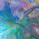 Wir Kolorów - magnes na lodówkę handmade z acrylic pouring