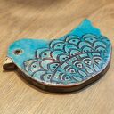 Ceramiczny magnes turkusowy ptaszek