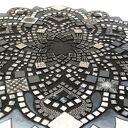 Mandala Zen czarna, biała, srebrna i perłowa - obraz ręcznie malowany 60 cm