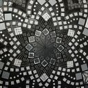 Mandala Zen czarna, biała, srebrna i perłowa - obraz ręcznie malowany 60 cm