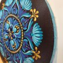 Mandala z turkusami i lapis lazuli 40 cm - akryl i kamienie naturalne