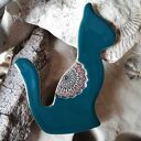 Kot ceramiczny magnes na lodówkę z mandalą - błyszczące szkliwo